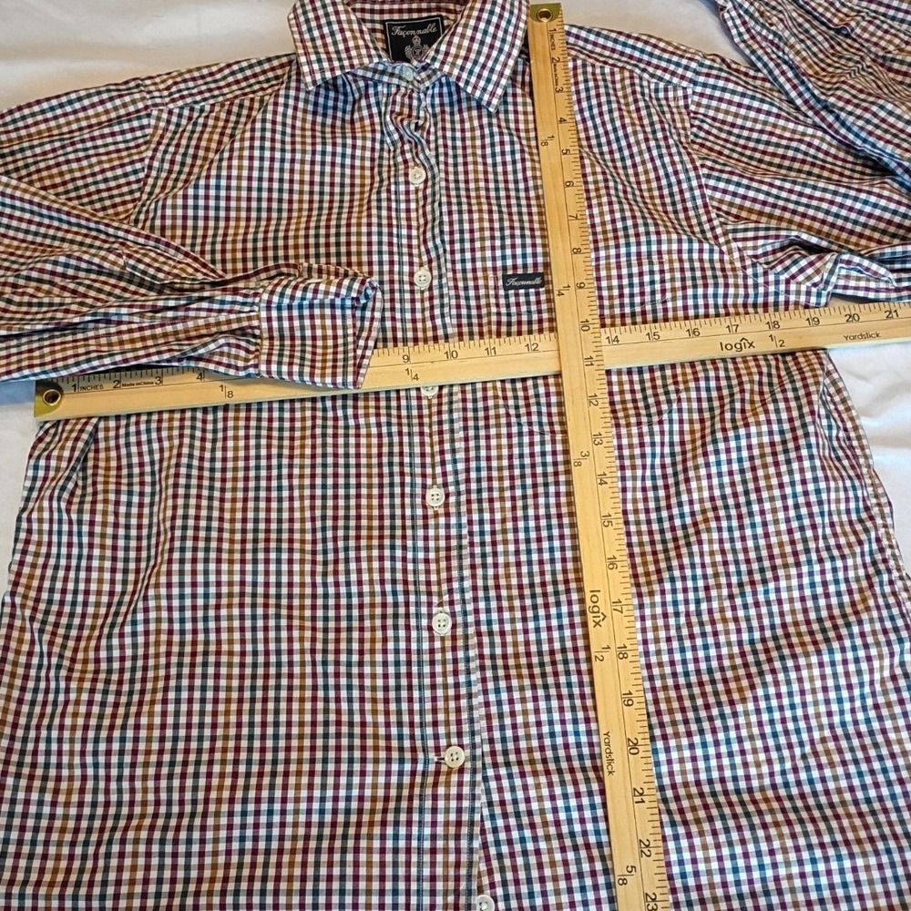 Façonnable Button Down Shirt Women M Multi Gingham Excellent Cotton Made in USA
